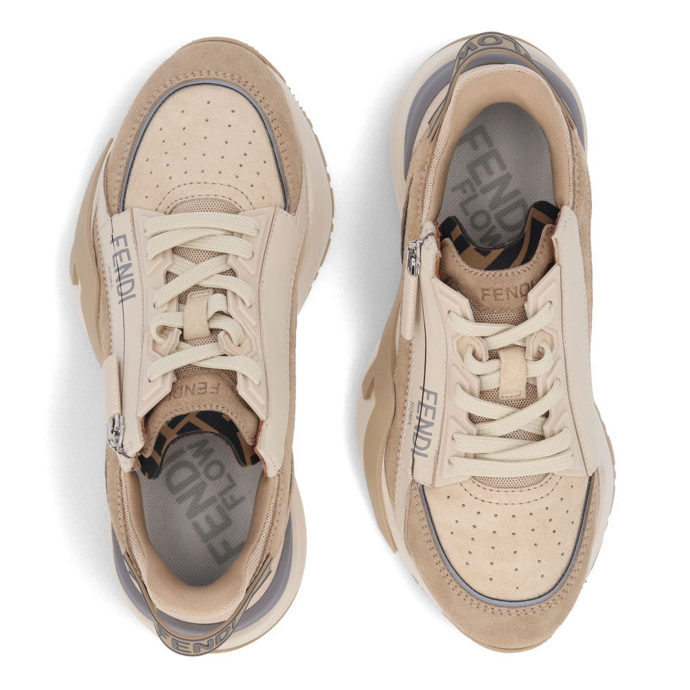 フェンディ FENDI シューズ スニーカー レディース FLOW SNEAKER フロー スニーカー ベージュ スウェード スエード レザー ラバー 合成繊維 ロゴ ファスナー 調節 8E8458 AOMD