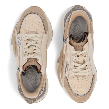 フェンディ FENDI シューズ スニーカー レディース FLOW SNEAKER フロー スニーカー ベージュ スウェード スエード レザー ラバー 合成繊維 ロゴ ファスナー 調節 8E8458 AOMD