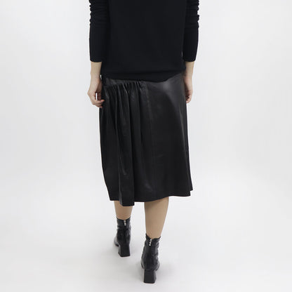 フェラガモ FERRAGAMO レザースカート ブラック