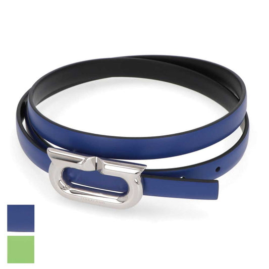 FERRAGAMO ベルト リバーシブルベルト ブルー カーフレザー  シルバー金具 230278 764448