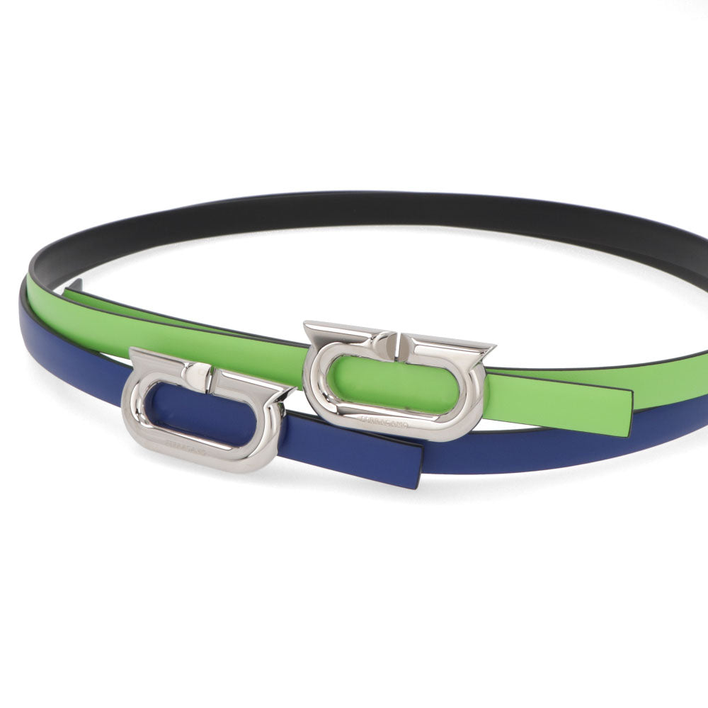 FERRAGAMO ベルト リバーシブルベルト ライトグリーン カーフレザー  シルバー金具 230278 764449