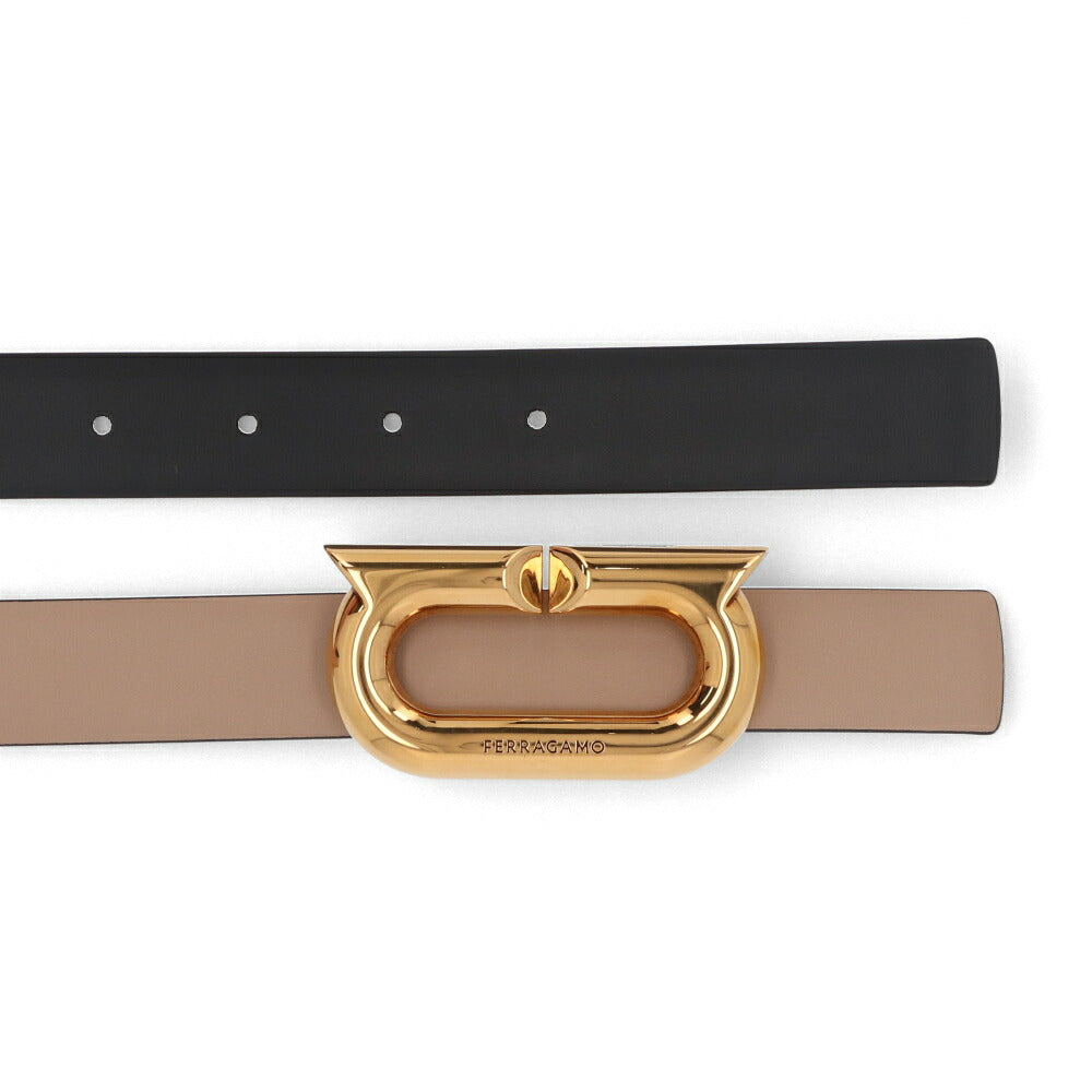 FERRAGAMO ベルト リバーシブルベルト ベージュ カーフレザー  ゴールド金具 230280 764436