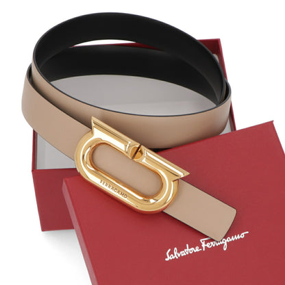 FERRAGAMO ベルト リバーシブルベルト ベージュ カーフレザー  ゴールド金具 230280 764436