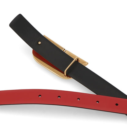 FERRAGAMO ベルト リバーシブルベルト レッド カーフレザー  ゴールド金具 230280 764437