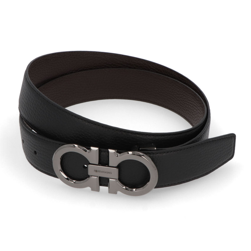 FERRAGAMO ベルト リバーシブルベルト ブラック×ダークブラウン カーフレザー 679710 689134