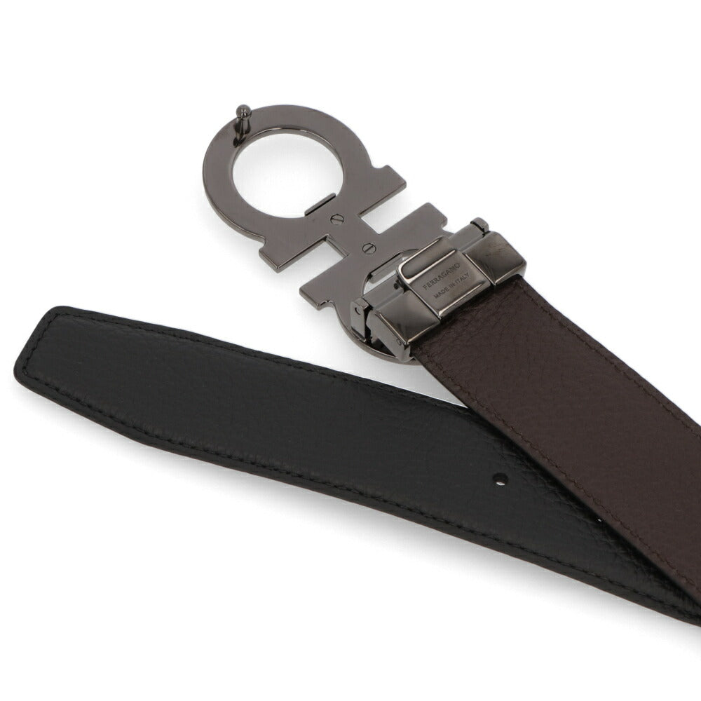 FERRAGAMO ベルト リバーシブルベルト ブラック×ダークブラウン カーフレザー 679710 689134