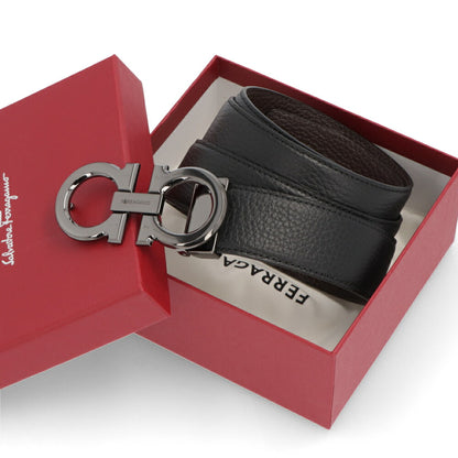 FERRAGAMO ベルト リバーシブルベルト ブラック×ダークブラウン カーフレザー 679710 689134