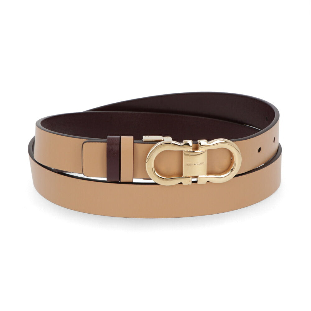FERRAGAMO ベルト リバーシブル ベージュ×ブラウン ガンチーニ バックル 230294 0771067