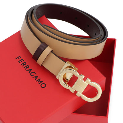 FERRAGAMO ベルト リバーシブル ベージュ×ブラウン ガンチーニ バックル 230294 0771067