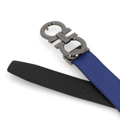 FERRAGAMO ベルト ブルー×ブラック ガンチーニ リバーシブル 679710 0764159