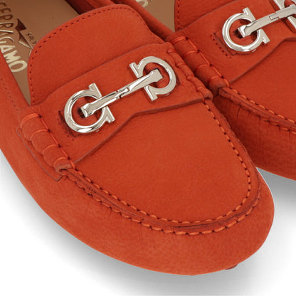 FERRAGAMO レザーオレンジ レザー ローファー ODILIA 1 757938