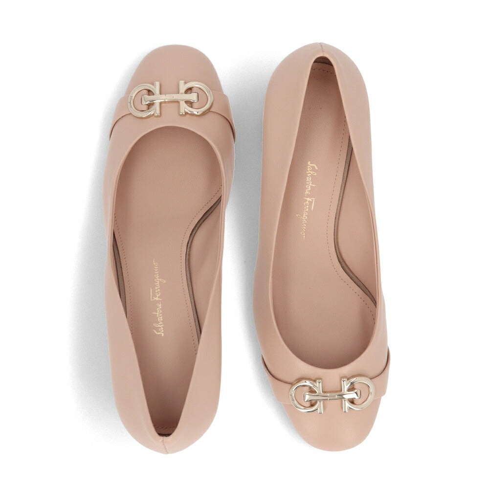 FERRAGAMO パンプス ピンク レザー チャンキーヒール OTILIA 55 757828