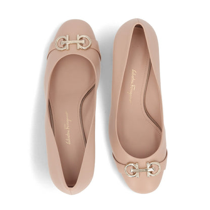 FERRAGAMO パンプス ピンク レザー チャンキーヒール OTILIA 55 757828