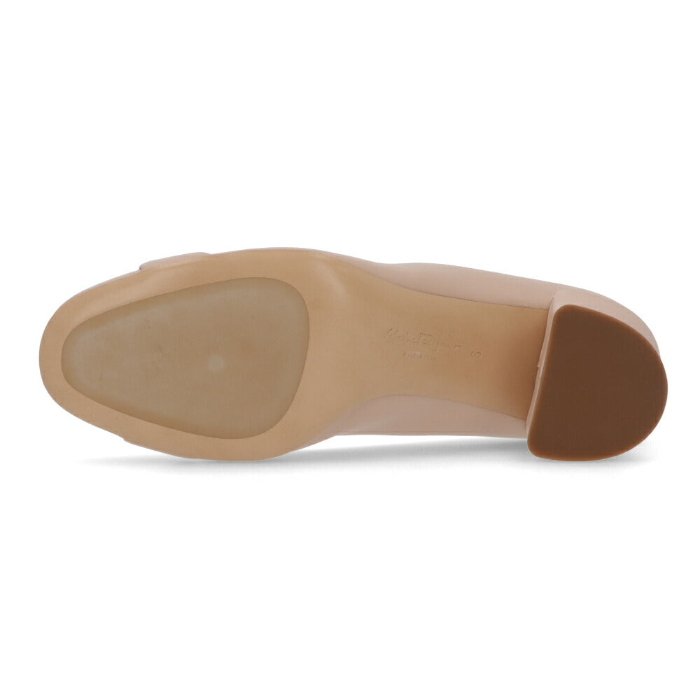 FERRAGAMO パンプス ピンク レザー チャンキーヒール OTILIA 55 757828