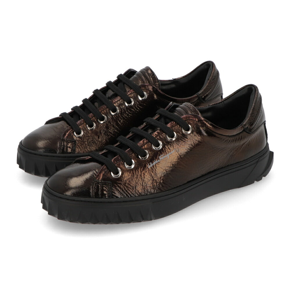 FERRAGAMO スニーカー CUBE ブラウン メタリック 716350