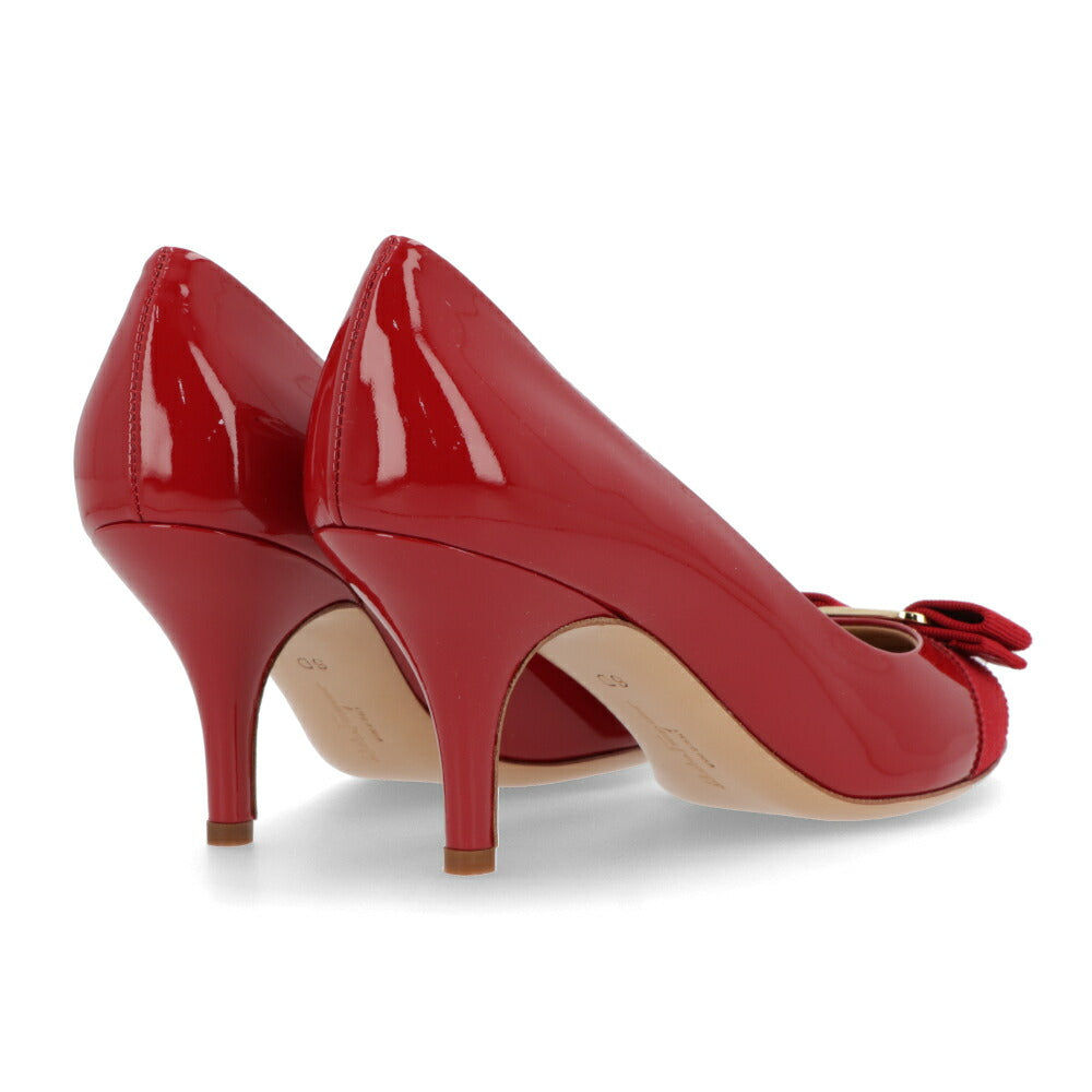 FERRAGAMO パンプス レッド レザー CARLA 70 584309