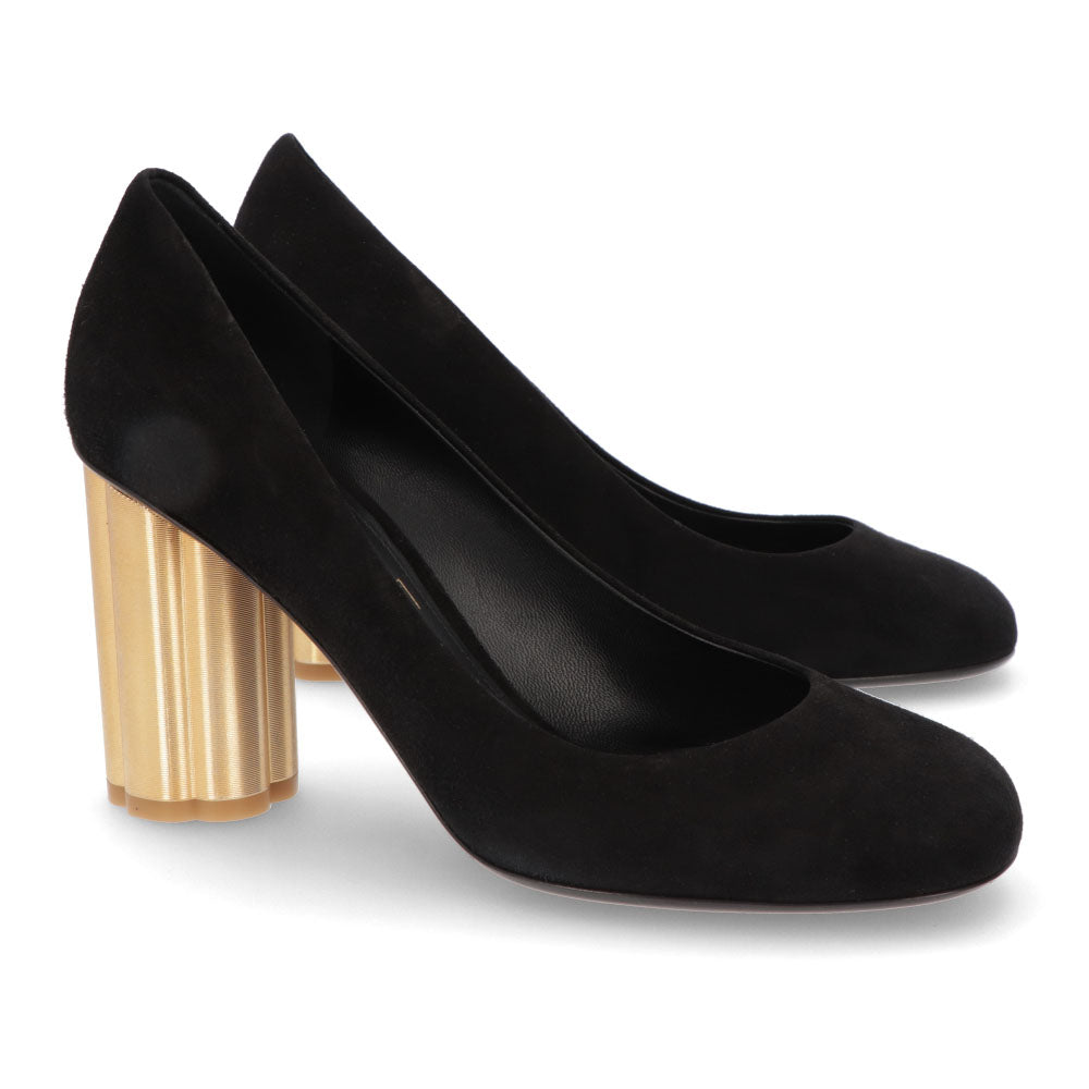 FERRAGAMO パンプス LUCCA 85 ブラック スエード ハイヒール 671012