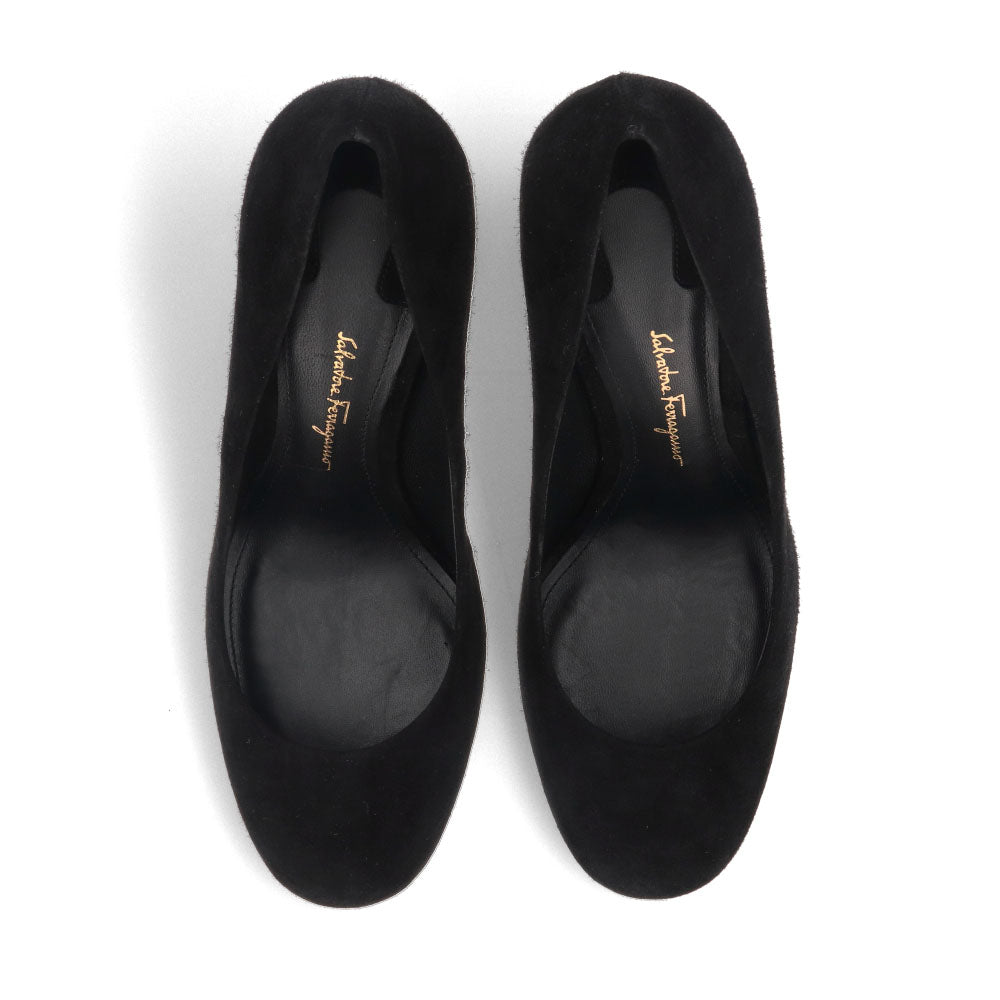 FERRAGAMO パンプス LUCCA 85 ブラック スエード ハイヒール 671012