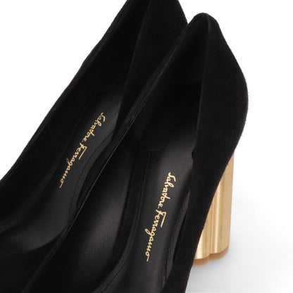 FERRAGAMO パンプス LUCCA 85 ブラック スエード ハイヒール 671012