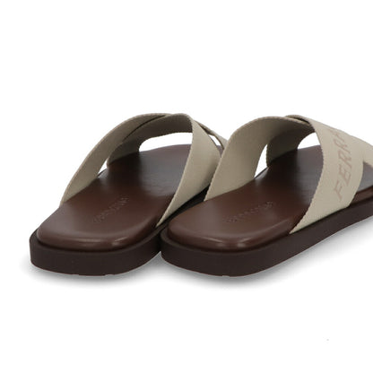 FERRAGAMO サンダル FENICE TEX ベージュ ロゴ 0763203