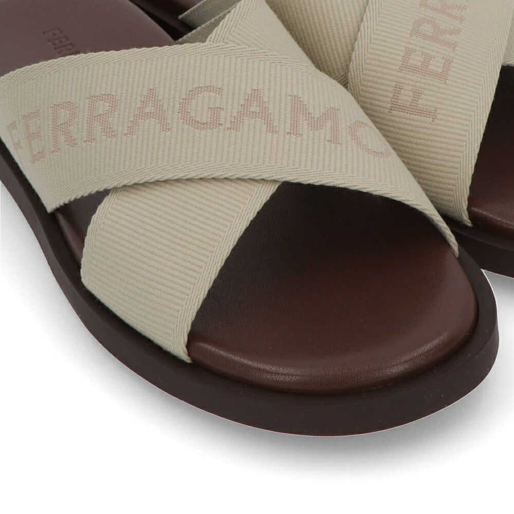 FERRAGAMO サンダル FENICE TEX ベージュ ロゴ 0763203