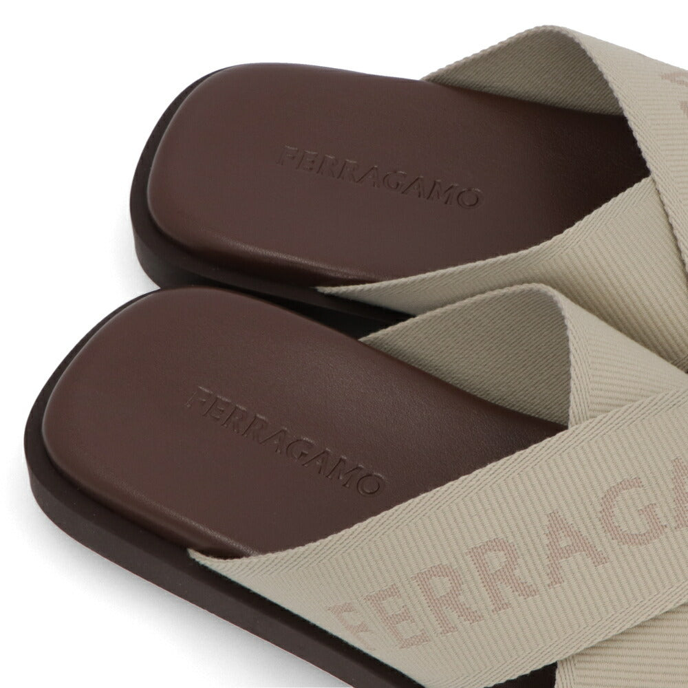 FERRAGAMO サンダル FENICE TEX ベージュ ロゴ 0763203