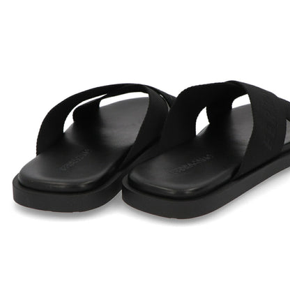 FERRAGAMO サンダル ブラック コットン スリッパ M FENICE TEX 0763204