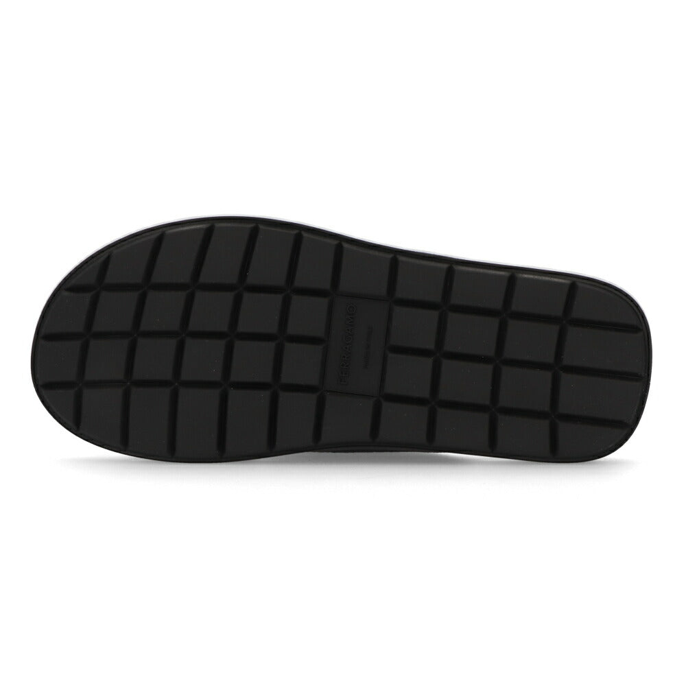 FERRAGAMO サンダル ブラック コットン スリッパ M FENICE TEX 0763204