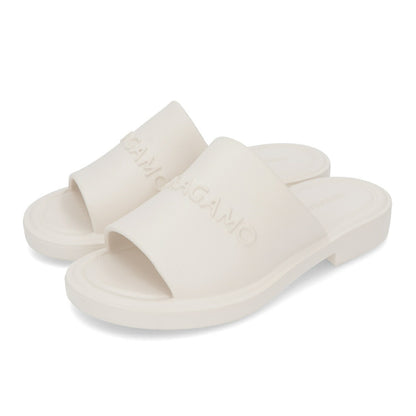 FERRAGAMO サンダル GIUNEVA ホワイト ラバー スリッパ ヒールなし 0763353