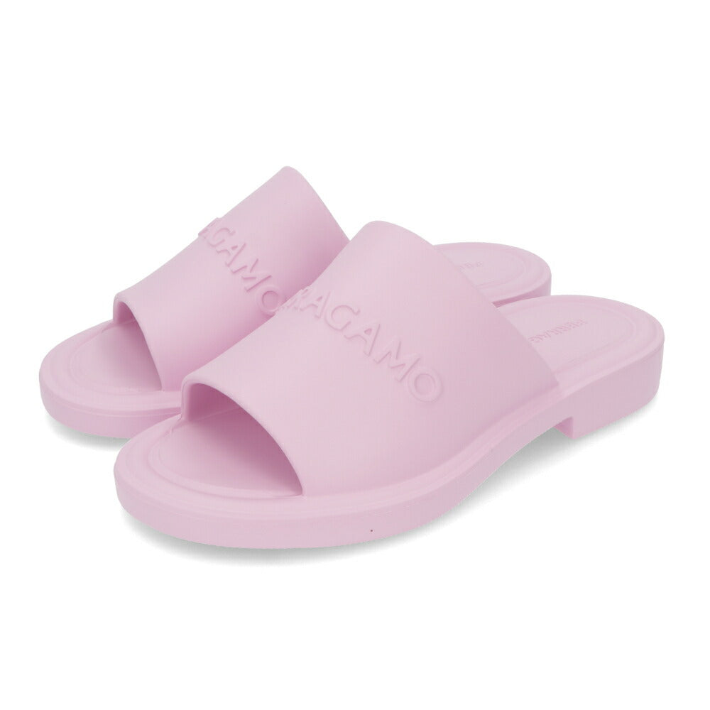 FERRAGAMO サンダル GIUNEVA ピンク ラバー スリッパ ヒールなし 0763355