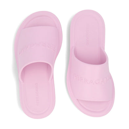 FERRAGAMO サンダル GIUNEVA ピンク ラバー スリッパ ヒールなし 0763355