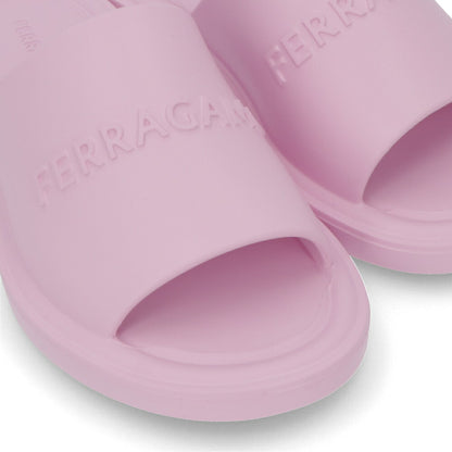 FERRAGAMO サンダル GIUNEVA ピンク ラバー スリッパ ヒールなし 0763355
