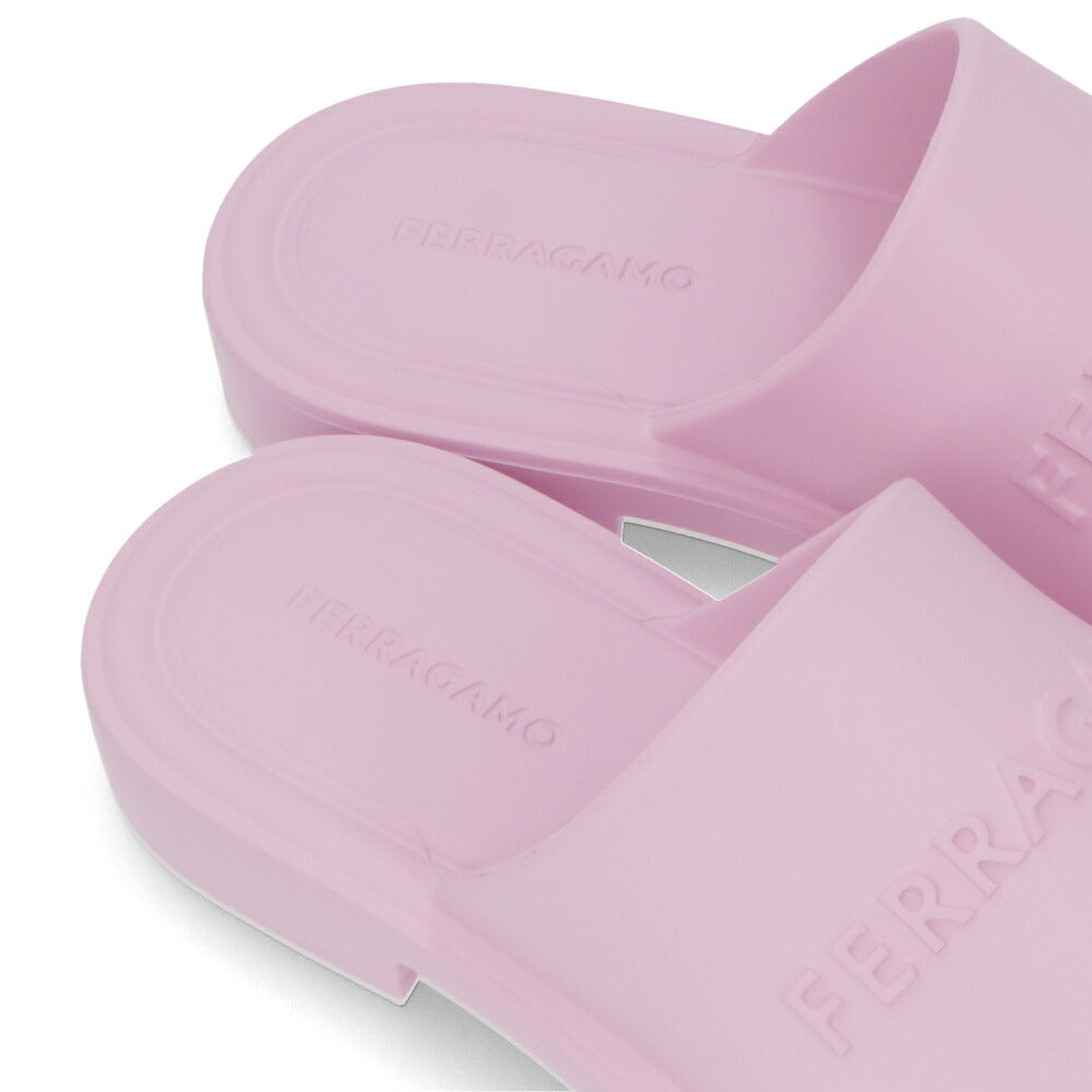 FERRAGAMO サンダル GIUNEVA ピンク ラバー スリッパ ヒールなし 0763355