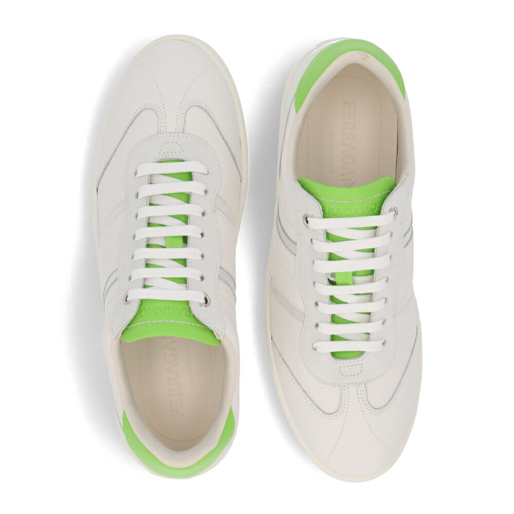 FERRAGAMO スニーカー ACHILLE ホワイト×グリーン 0762262