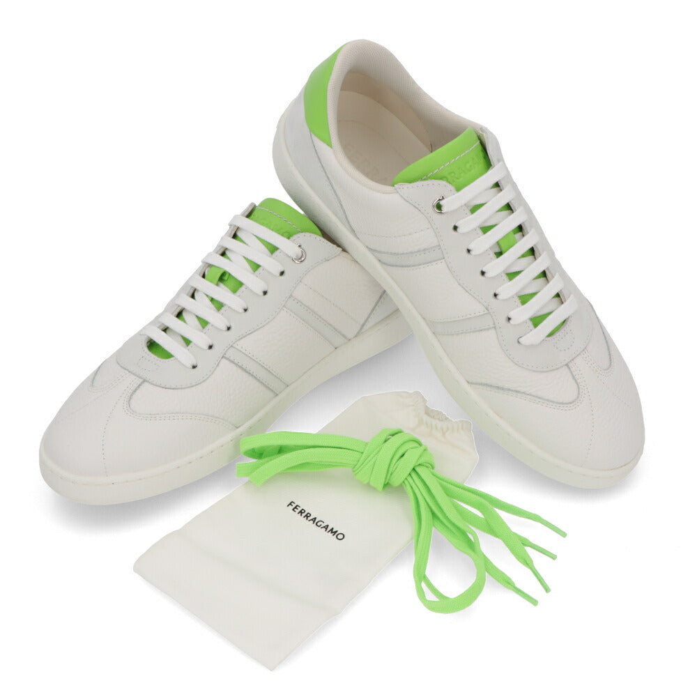 FERRAGAMO スニーカー ACHILLE ホワイト×グリーン 0762262