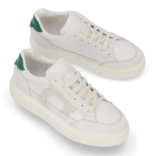 FERRAGAMO スニーカー M CASSINA GANC ホワイト×グリーン ガンチーニ ローカット 0769881