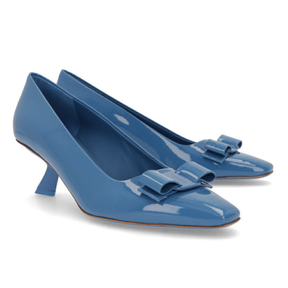 FERRAGAMO パンプス ANZ ブルー ヒールあり 0763728