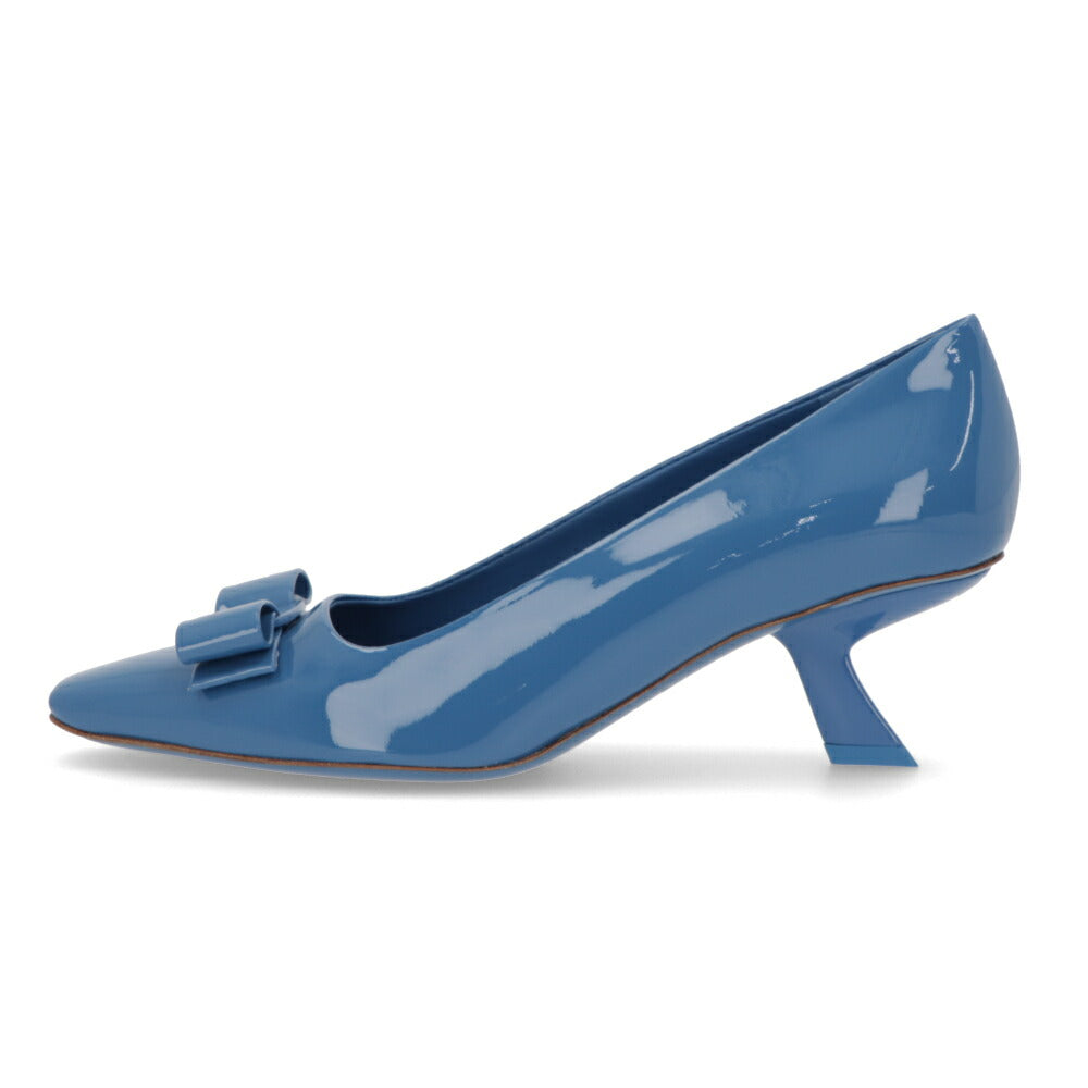 FERRAGAMO パンプス ANZ ブルー ヒールあり 0763728