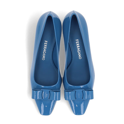 FERRAGAMO パンプス ANZ ブルー ヒールあり 0763728