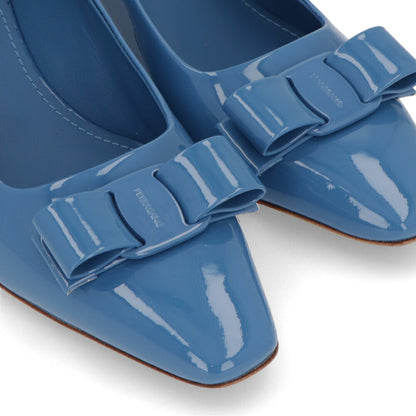 FERRAGAMO パンプス ANZ ブルー ヒールあり 0763728