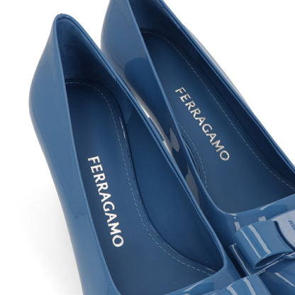 FERRAGAMO パンプス ANZ ブルー ヒールあり 0763728