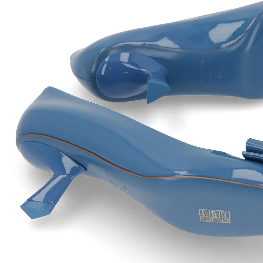 FERRAGAMO パンプス ANZ ブルー ヒールあり 0763728