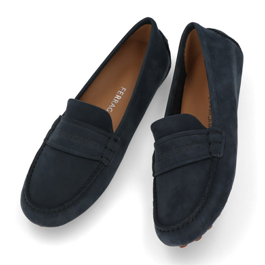 FERRAGAMO ISIDE ネイビー ロゴ ドライビングシューズ ローファー 0764259