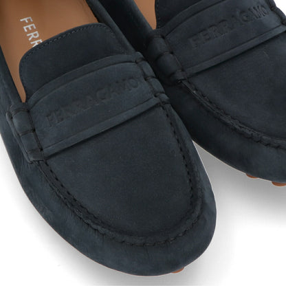 FERRAGAMO ISIDE ネイビー ロゴ ドライビングシューズ ローファー 0764259