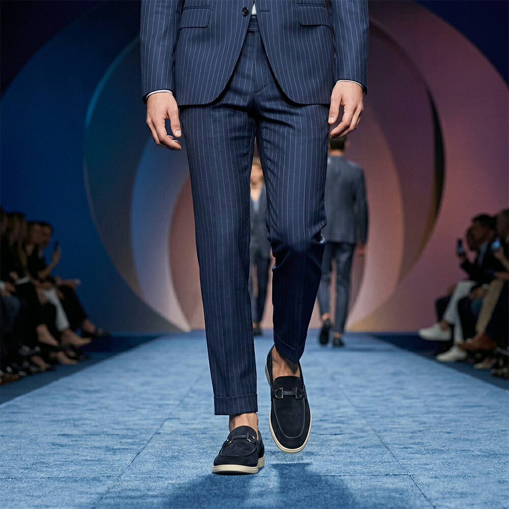 FERRAGAMO スニーカー ネイビー スエード ローファー ビジネスシューズ M COSIMO 774176