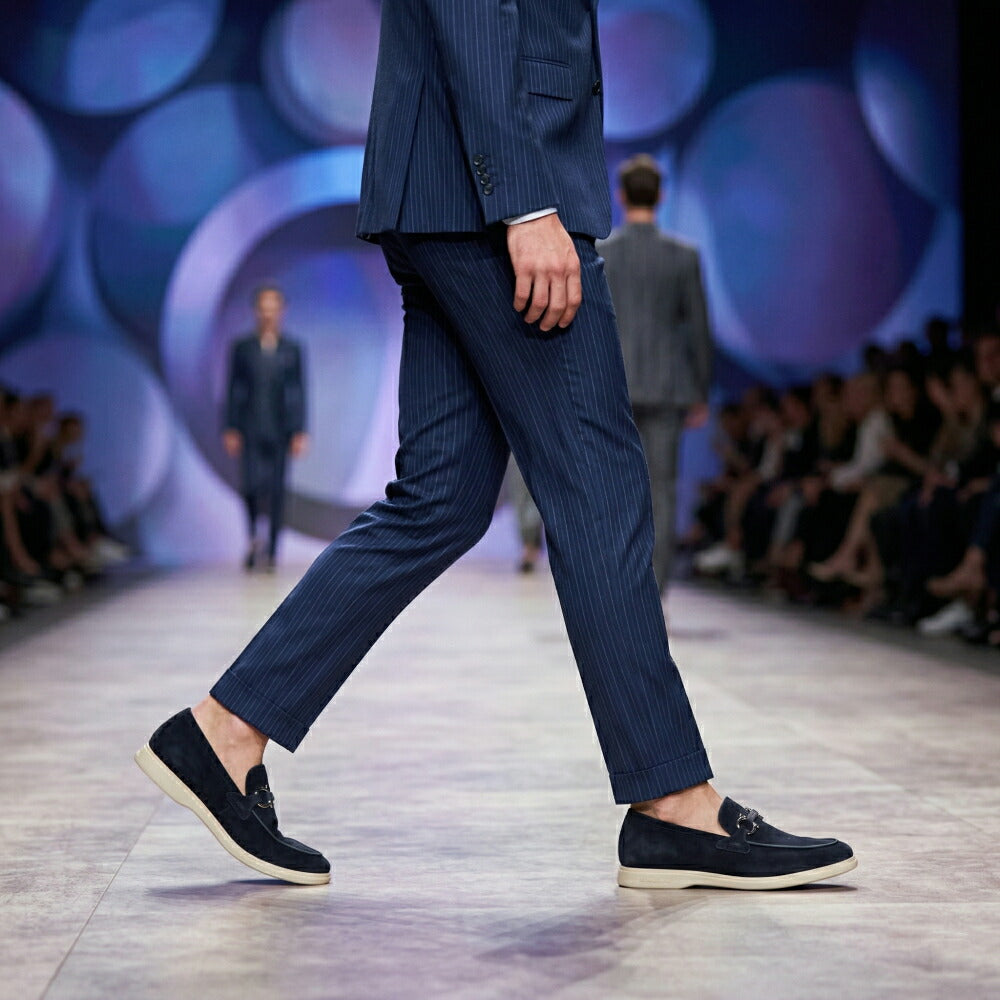 FERRAGAMO スニーカー ネイビー スエード ローファー ビジネスシューズ M COSIMO 774176