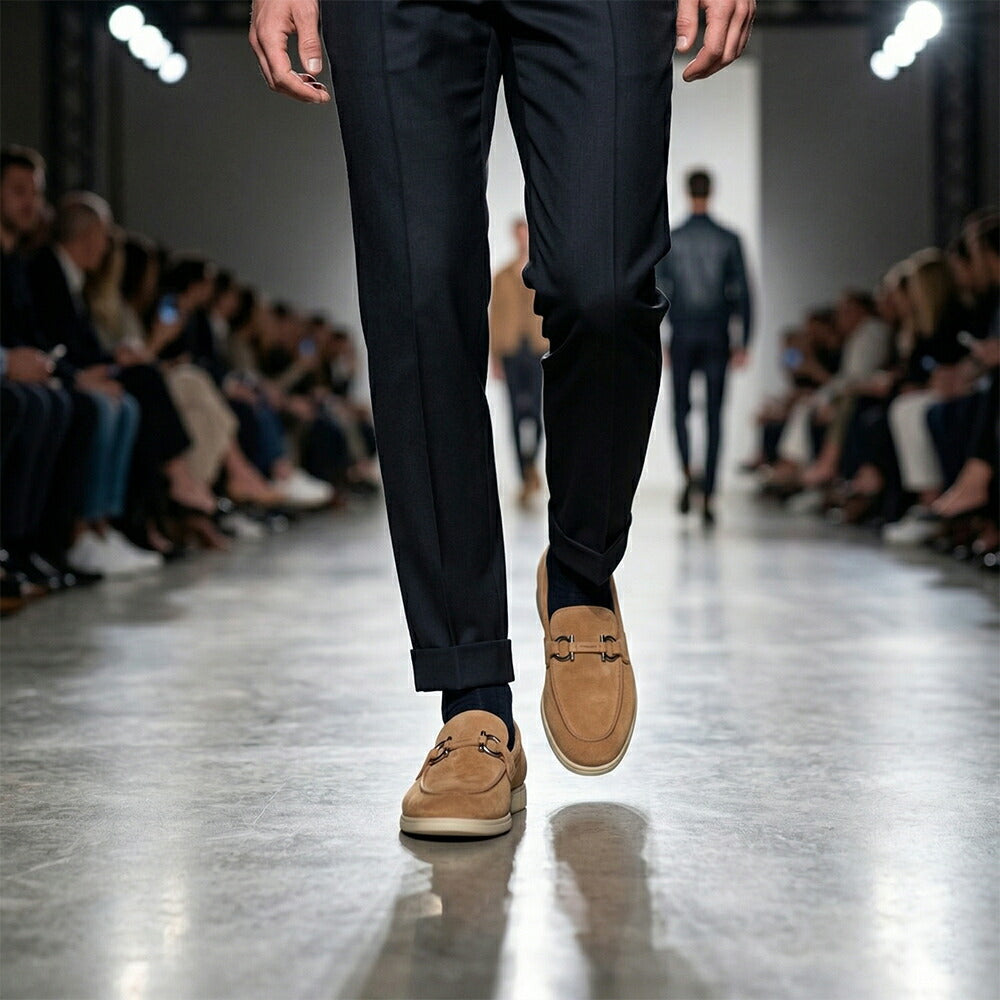 FERRAGAMO レザーシューズ キャメル スエード ローファー ビジネスシューズ ローファー M COSIMO 774177