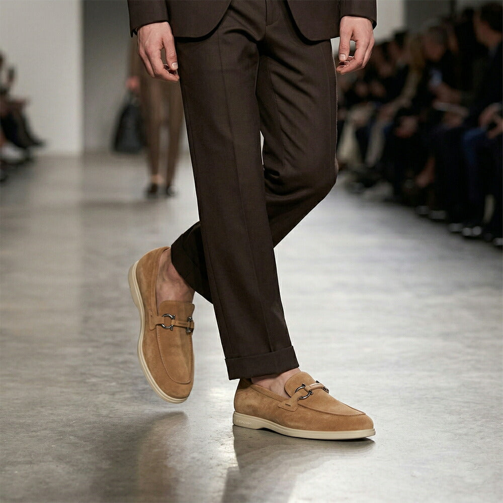 FERRAGAMO レザーシューズ キャメル スエード ローファー ビジネス