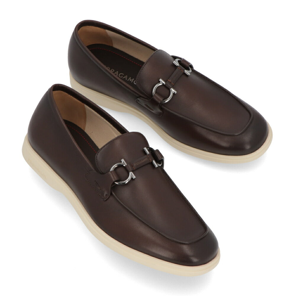 FERRAGAMO レザーシューズ ブラウン カーフスキン ローファー ビジネスシューズ ローファー M COSIMO 774494