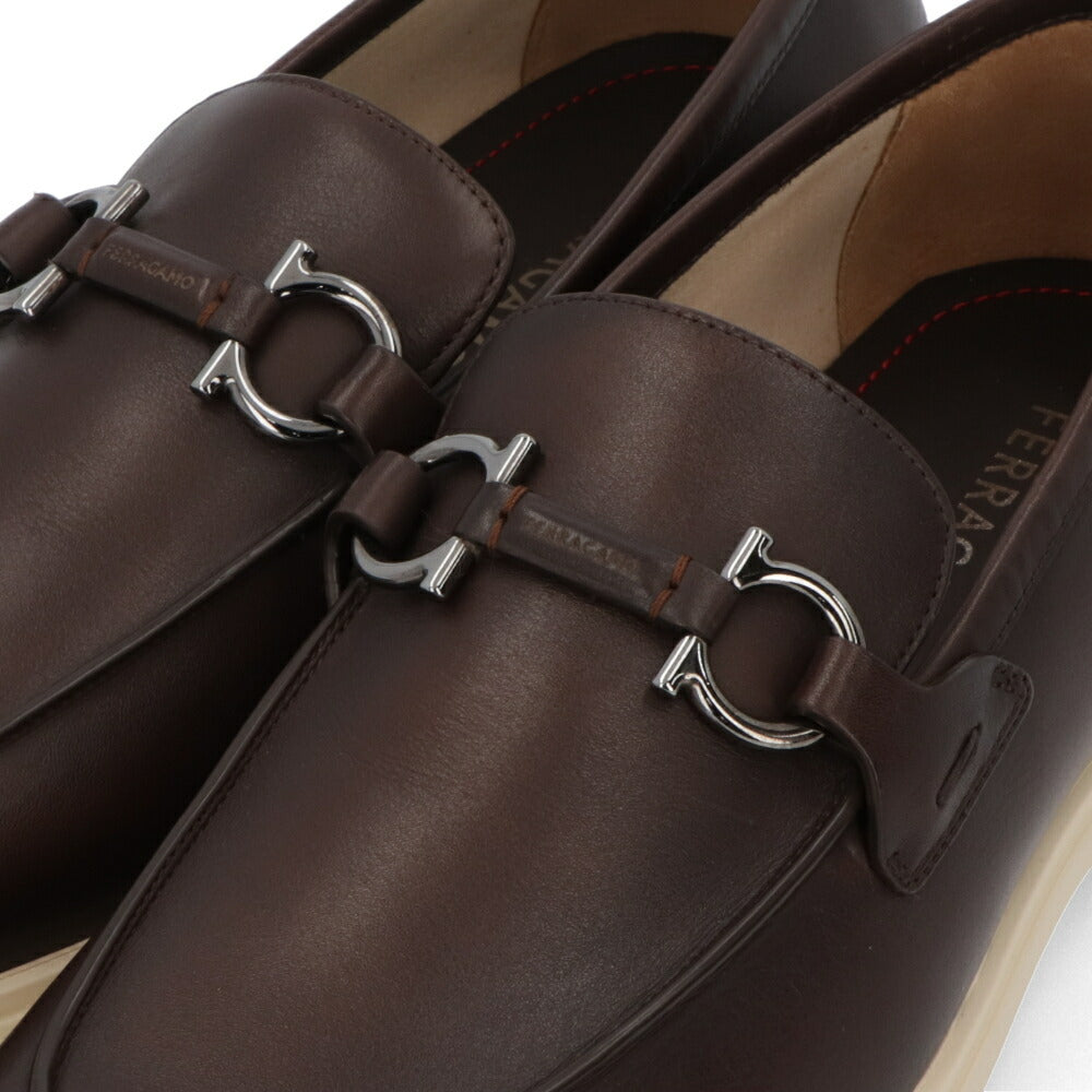 FERRAGAMO レザーシューズ ブラウン カーフスキン ローファー ビジネスシューズ ローファー M COSIMO 774494